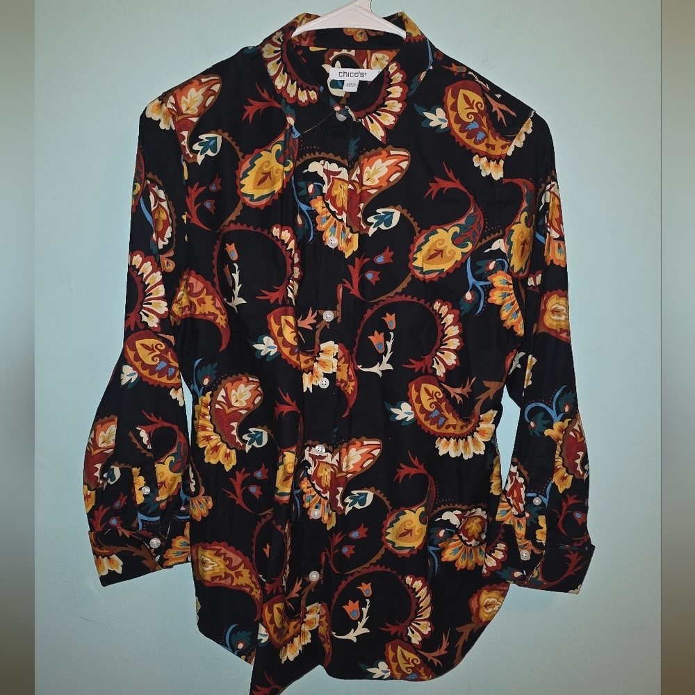Chico's Multicolor Paisley Blouse Perfeft For Fall
